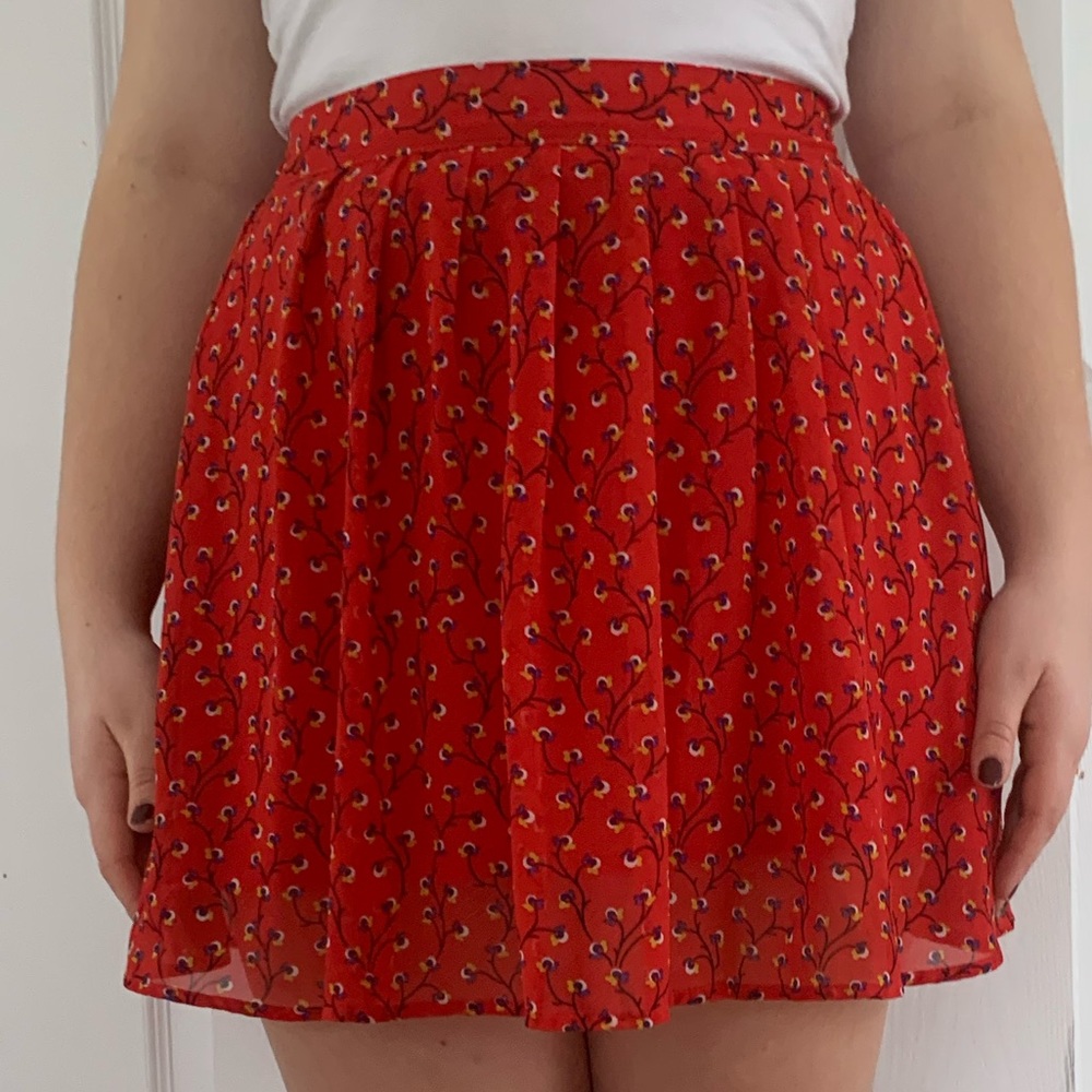 Red Floral Skirt